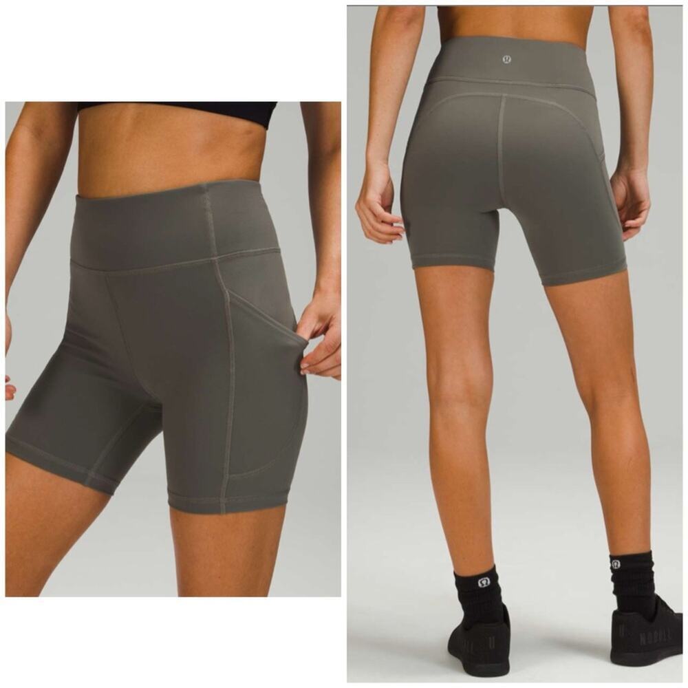 Lululemon Invigorate High Rise biker Shorts Grey Sage 2